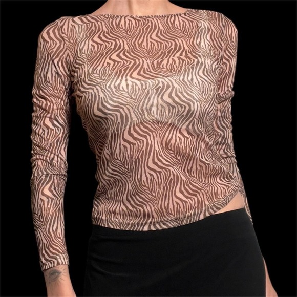 Tops - Princess Polly mesh animal print shirt